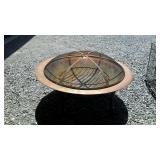Copper portable fire pit. Has cover and grate.