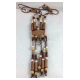 Pottery style beaded feather necklace