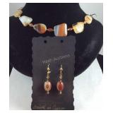 Beaded necklace and earrings