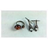 Sterling silver jewelry Amber ring size 6.5 and