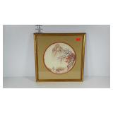 Asian style print, signed, framed and matted,