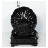 Vintage TV lamp, black seashell shape, works