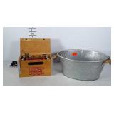 Galvanized bucket with rope handles and Coca-Cola