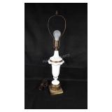 Berger porcelain lamp in brass base, stands 27"