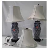 Pair of Asian themed Table Lamps, fabric non