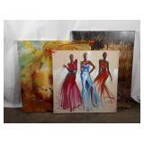 Trio of stretched canvas decor pictures, from