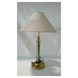 Single table lamp with shade.