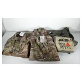 Three pair Army combat trousers a shirt jackets,