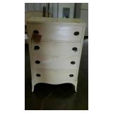 Four drawer mahogany chest, painted white.
