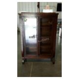 Empire style oak china cabinet. Double front