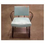 Mid-Century style iron framed chair with robin