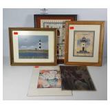 Wall art, lighthouse prints, floral painting,