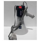 Fanon mega phone, uses 8 C batteries. Works per