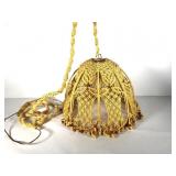 Macrame swag lamp, approximately 18" across and