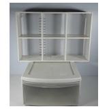 Cubby wall shelf 24x16 and poly drawer storage