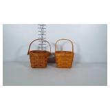2 small Longaberger baskets, one is square and