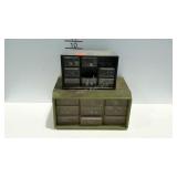 Two small parts bins. One is missing two drawers.