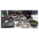 Large group of stoneware bowls, plates, pitcher