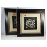 Wall art , pair of shadowbox frames with floral