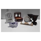 Home decor clocks, music box, candy dish m candle