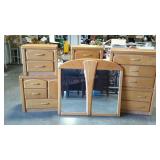 Five piece, oak finish, LEHIGH bedroom furniture