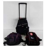 3 Backpacks, 1 has wheels