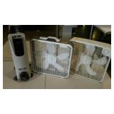 Three pieces. Two 29" box fans and a radiant