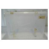 Large clear tote with lid.