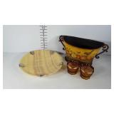 Alabaster and sterling silver centerbowl, metal