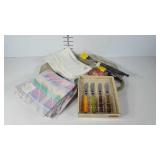 Kitchenwares,  cloth napkins, poly cutting board,