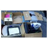 Workbooks, floorlamp, wallpaper, electronics,