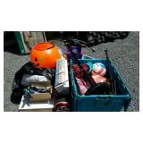 Pillows, step stools, booster seat, tools, lamp,