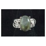 Size 7 platinum bond brass labradorite ring