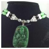 Indian garnet, hematite, shell beaded necklace