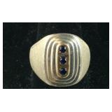 Sterling silver and 14k gold sapphire men