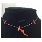 Coral Necklace Hand Crafted Tests Sterling