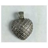 .75 CTW Natural Diamond Heart Pendant 925
