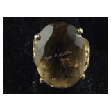 Large Smokey Quartz Sterling Gold over Sterling