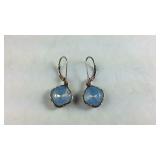 Sterling Silver Man-Made Blue Stone Dangle