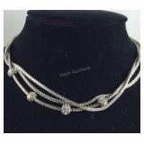 Costume Silver Tone 3-Strand Necklace & Pearl