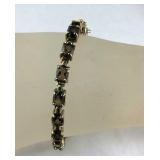 Sterling Silver Gold Plated Smokey Quartz Tennis