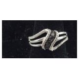 Sterling Silver Genuine Black & White Diamond