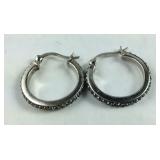 Sterling Silver CZ Hoop Earrings, 4.4 grams
