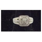 Sterling Silver Genuine Diamond Silver Engagement