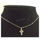 Sterling Silver Marcasite Celtic Cross Necklace,