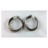 Sterling Silver Hammered Silver Hoop Earrings,