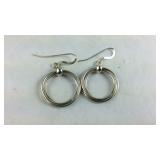 Sterling Silver Triple Ring Hoop Dangle Earrings,