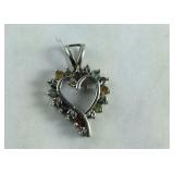 Sterling Silver Multi-Stone Heart Pendant, 1.7