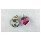 Sterling Silver Synthetic Ruby Heart Pendant &