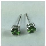 Sterling Silver Man-Made Emerald Stud Earrings